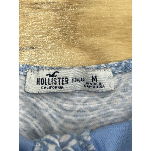 Hollister Y2k Babydoll Mini Dress Blue Print Size Medium Stretch Coquette - Picture 3 of 11